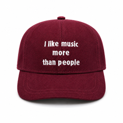 Baseball CAP “I like music more than people” Denim