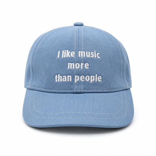 Baseball CAP “I like music more than people” Denim