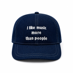 Baseball CAP “I like music more than people” Denim