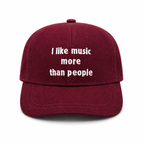 Baseball CAP “I like music more than people” Denim