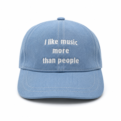 Baseball CAP “I like music more than people” Denim