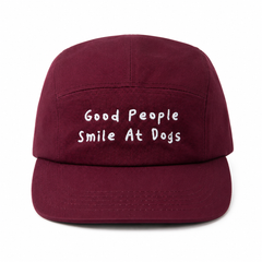 Five Panel Cap “Good People Smile At Dogs” Denim