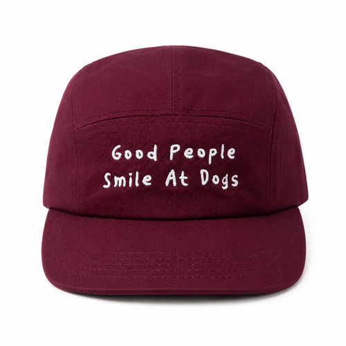 Five Panel Cap “Good People Smile At Dogs” Denim