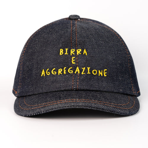 Baseball Cap Birra e Aggregazione Denim